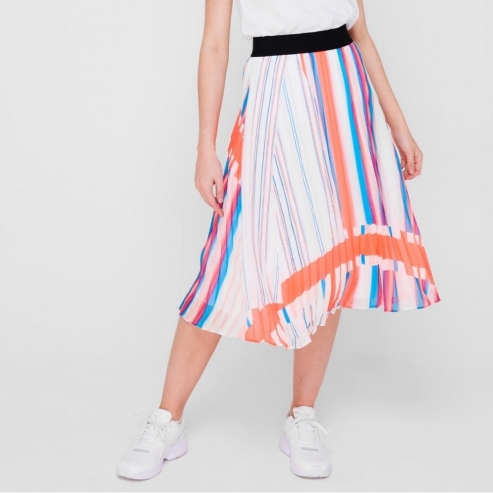 DKNY Neon Pull-On Pleated Skirt